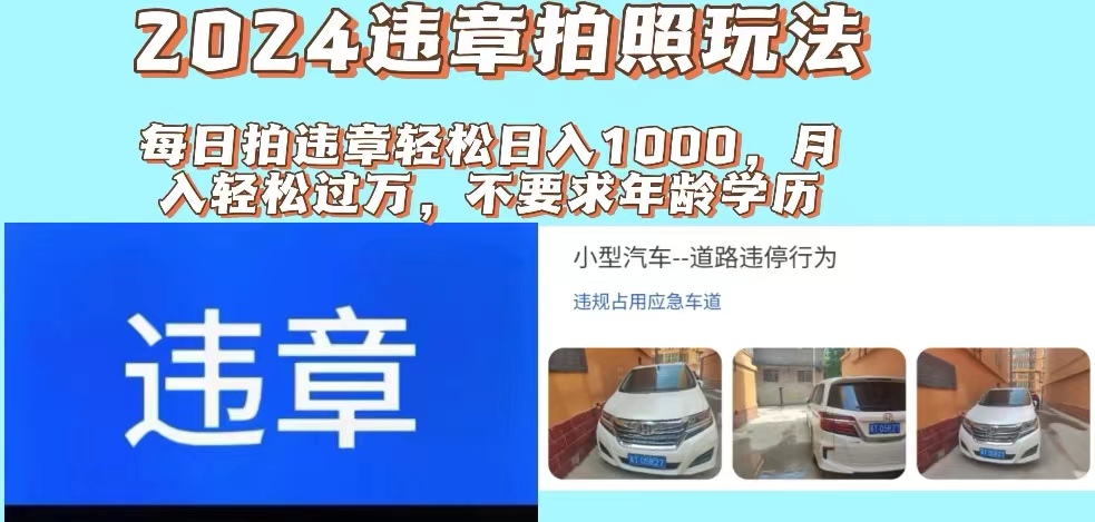 2024违章拍照新玩法，推广躺赚+拍照赚钱双模式，日入1000+-紫橙资源网