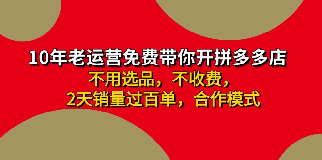 拼多多 最新合作开店日收4000+两天销量过百单，无学费、老运营代操作、...-紫橙资源网