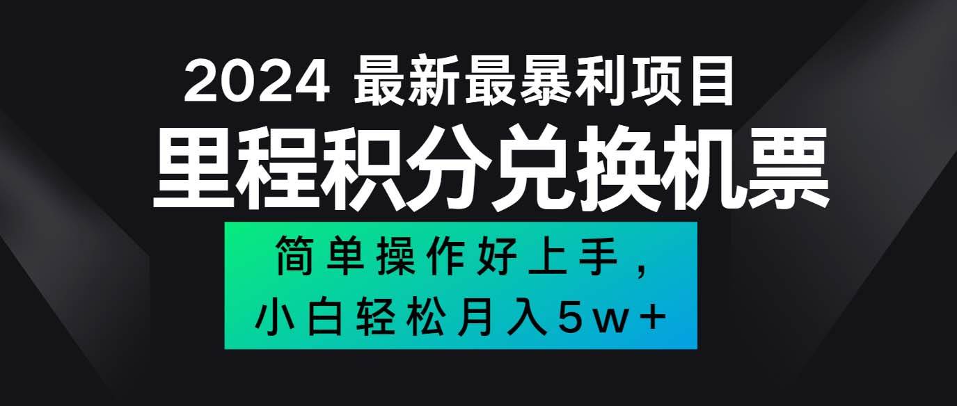 2024最新里程积分兑换机票，手机操作小白轻松月入5万++-紫橙资源网