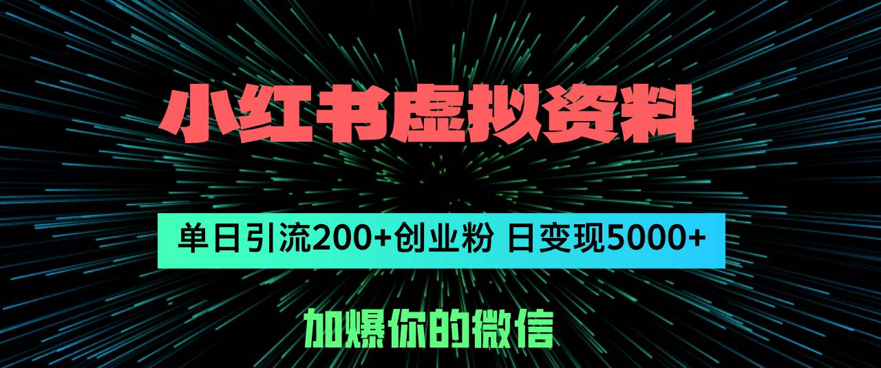 小红书虚拟资料日引流200+创业粉，单日变现5000+-紫橙资源网
