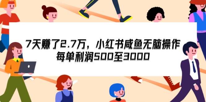 7天收了2.7万，小红书咸鱼无脑操作，每单利润500至3000-紫橙资源网