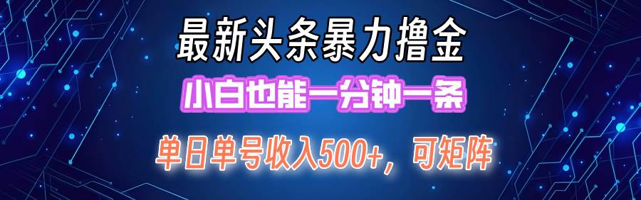最新暴力头条掘金日入500+，矩阵操作日入2000+ ，小白也能轻松上手！-紫橙资源网