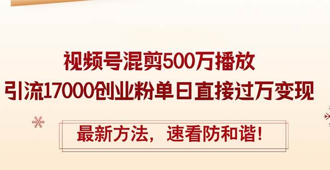 精华帖视频号混剪500万播放引流17000创业粉，单日直接过万变现，最新方...-紫橙资源网