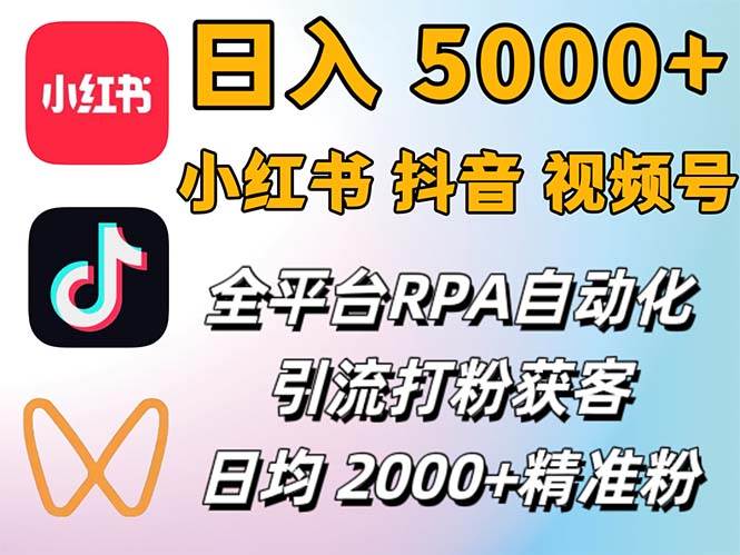 小红书、抖音、视频号RPA全自动矩阵引流截流获客工具，日均2000+精准粉丝-紫橙资源网