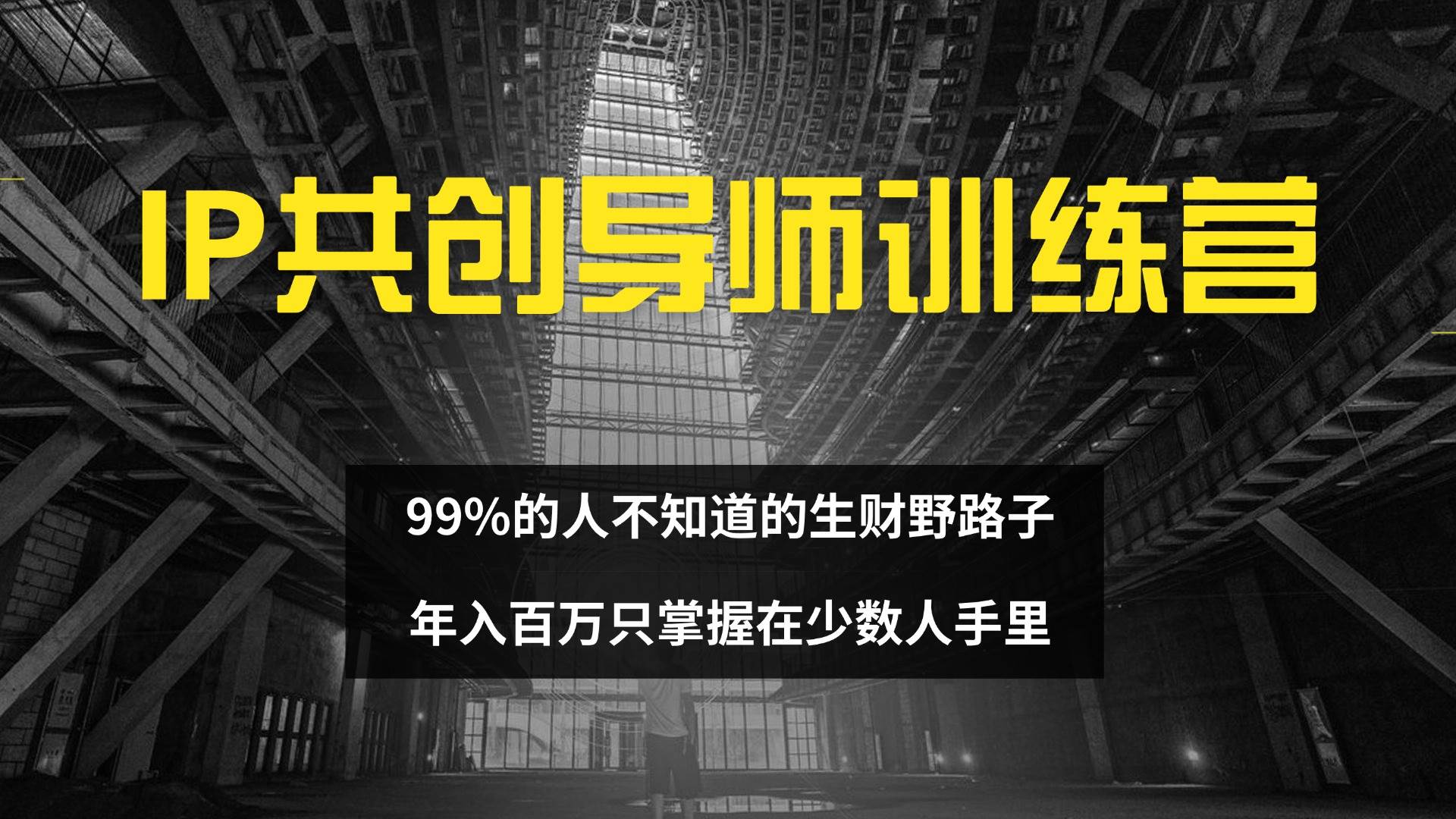 IP共创导师训练营 99%的人不知道的生财野路子 只掌握在少数人手里-紫橙资源网