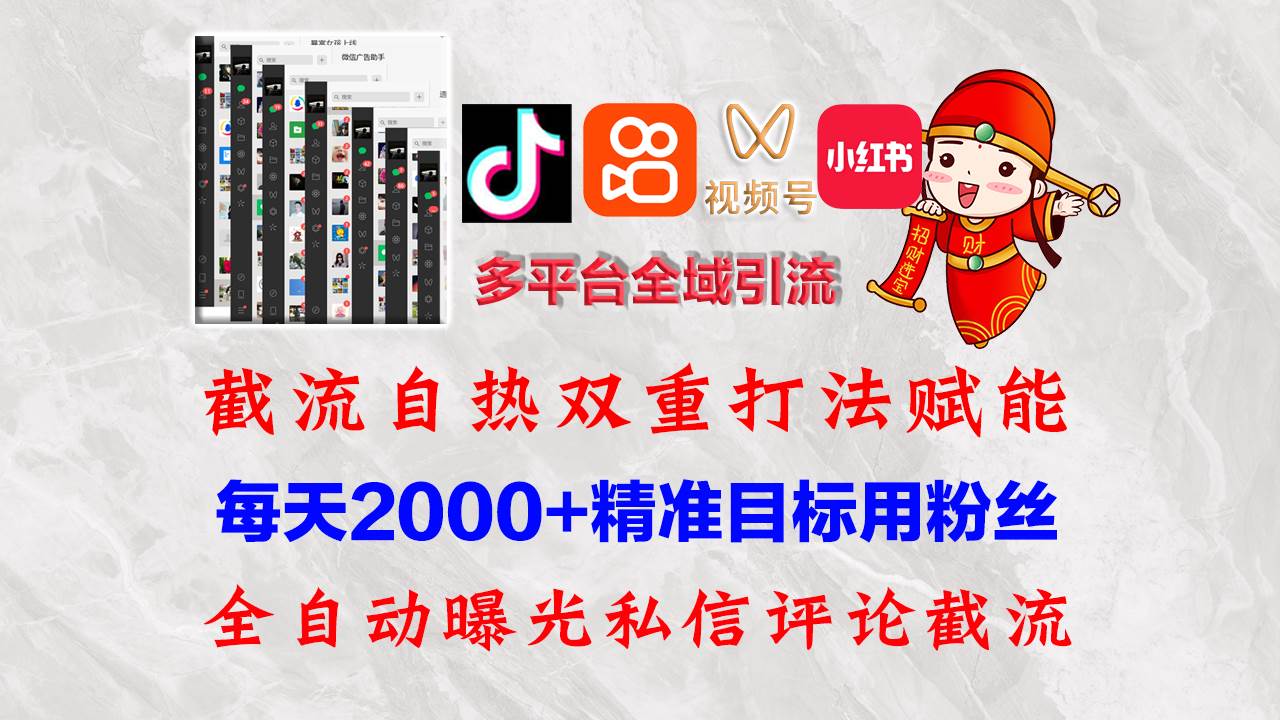 快手，抖音，小红书，视频号多平台全自动引流获客系统 精准全域引流，...-紫橙资源网