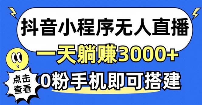 抖音小程序无人直播，一天躺赚3000+，0粉手机可搭建，不违规不限流，小...-紫橙资源网