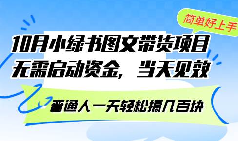 10月份小绿书图文带货项目 无需启动资金 当天见效 普通人一天轻松搞几百块-紫橙资源网