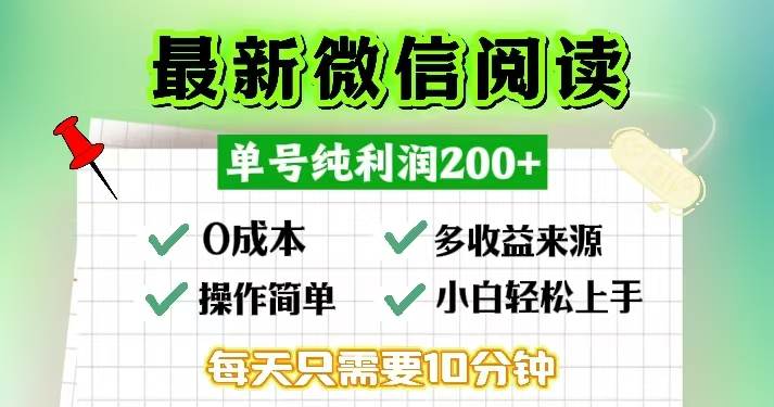 微信阅读最新玩法，每天十分钟，单号一天200+，简单0零成本，当日提现-紫橙资源网