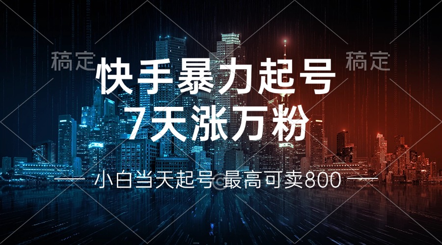 快手暴力起号，7天涨万粉，小白当天起号 多种变现方式，账号回收，单月...-紫橙资源网