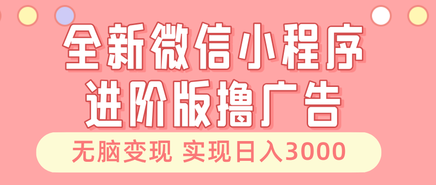 全新微信小程序进阶版撸广告 无脑变现睡后也有收入 日入3000＋-紫橙资源网