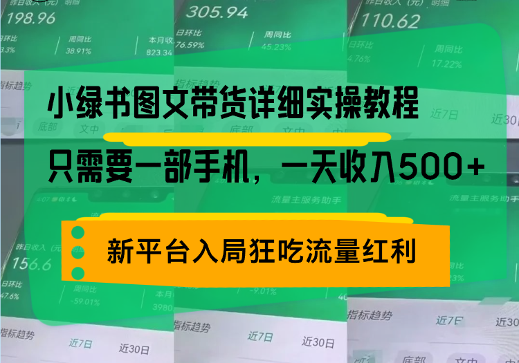 小绿书图文带货详细实操教程，只需要一部手机，一天收入500+，轻松变现-紫橙资源网