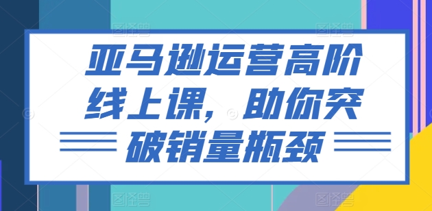 亚马逊运营高阶线上课，助你突破销量瓶颈-紫橙资源网