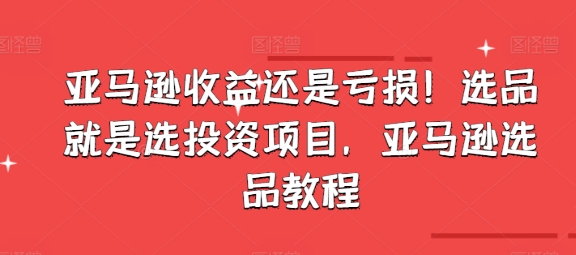 亚马逊收益还是亏损！选品就是选投资项目，亚马逊选品教程-紫橙资源网