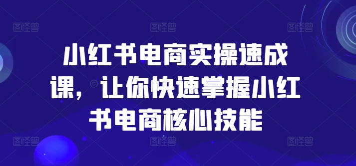 小红书电商实操速成课，让你快速掌握小红书电商核心技能-紫橙资源网