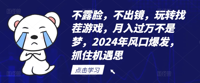 不露脸，不出镜，玩转找茬游戏，月入过万不是梦，2024年风口爆发，抓住机遇-紫橙资源网