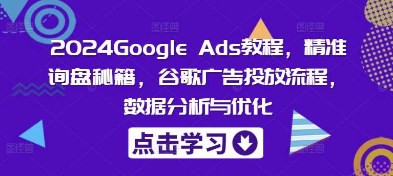 2024Google Ads教程，精准询盘秘籍，谷歌广告投放流程，数据分析与优化-紫橙资源网