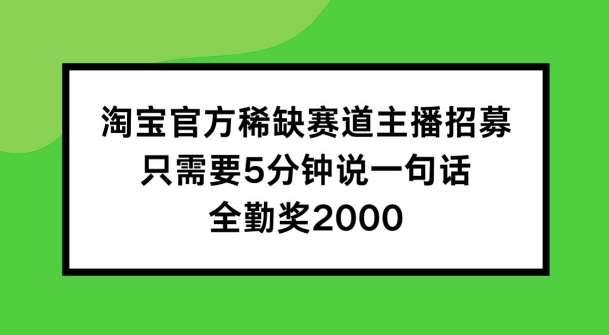 淘宝官方稀缺赛道主播招募 ，只需要5分钟说一句话， 全勤奖2000【揭秘】-紫橙资源网