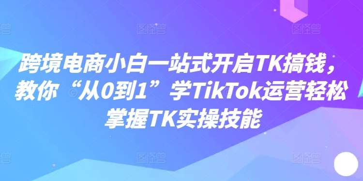 跨境电商小白一站式开启TK搞钱，教你“从0到1”学TikTok运营轻松掌握TK实操技能-紫橙资源网