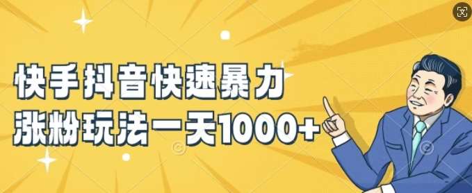 快手抖音快速暴力涨粉玩法，新手小白也能学会，一天1k+【揭秘】-紫橙资源网