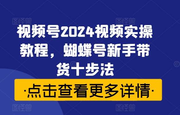 视频号2024视频实操教程，蝴蝶号新手带货十步法-紫橙资源网