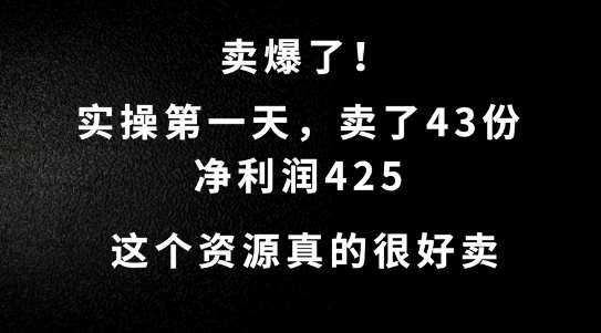 这个资源，需求很大，实操第一天卖了43份，净利润425【揭秘】-紫橙资源网