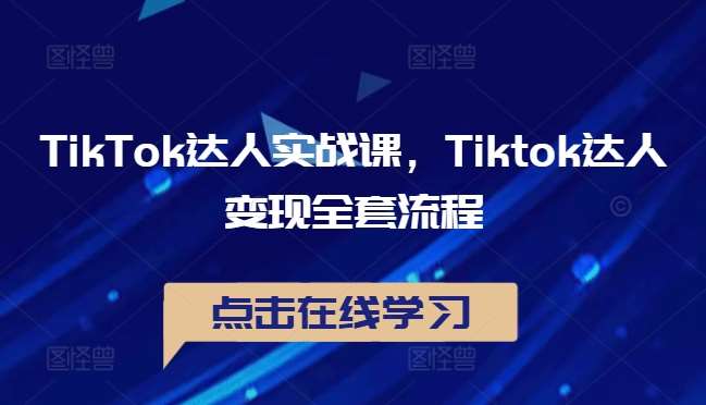 TikTok达人实战课，Tiktok达人变现全套流程-紫橙资源网