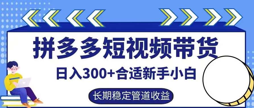 拼多多短视频带货日入300+有长期稳定被动收益，合适新手小白【揭秘】-紫橙资源网