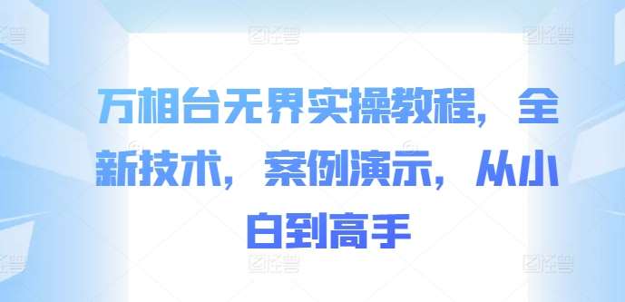 万相台无界实操教程，全新技术，案例演示，从小白到高手-紫橙资源网