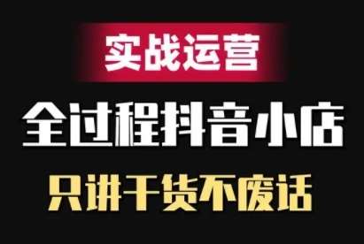 抖音小店精细化实战运营，只讲干货不废话-紫橙资源网
