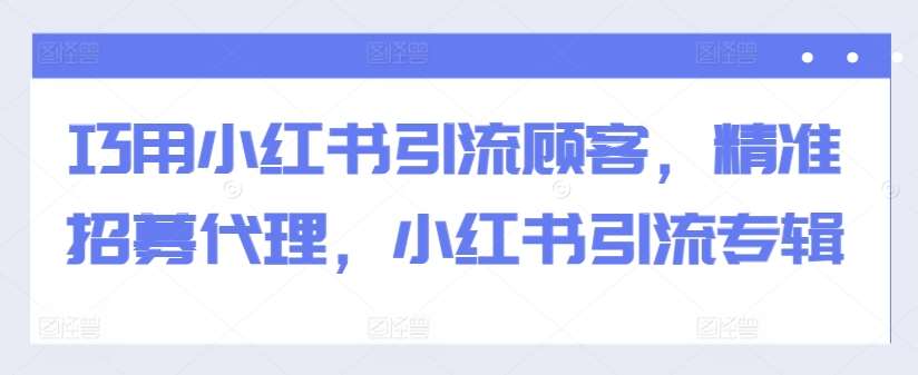巧用小红书引流顾客，精准招募代理，小红书引流专辑-紫橙资源网