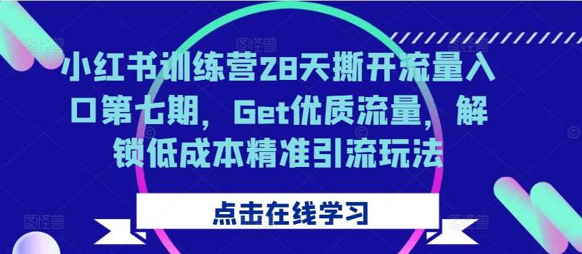 小红书训练营28天撕开流量入口第七期，Get优质流量，解锁低成本精准引流玩法-紫橙资源网