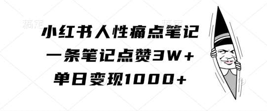 小红书人性痛点笔记，一条笔记点赞3W+，单日变现1k-紫橙资源网