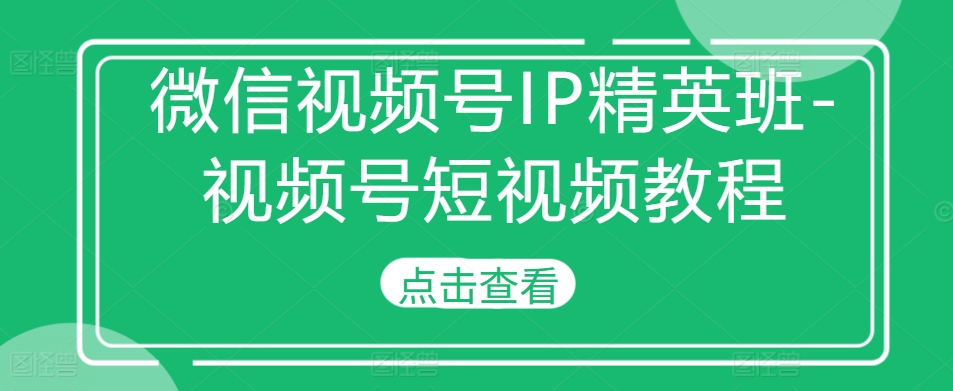 微信视频号IP精英班-视频号短视频教程-紫橙资源网