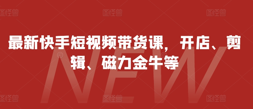 最新快手短视频带货课，开店、剪辑、磁力金牛等-紫橙资源网