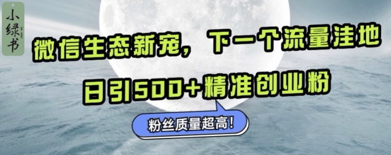微信生态新宠小绿书：下一个流量洼地，日引500+精准创业粉，粉丝质量超高-紫橙资源网