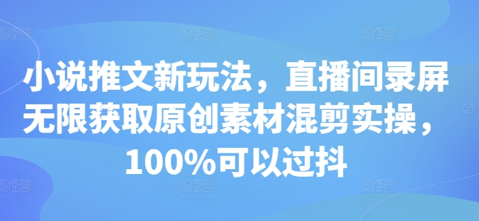 小说推文新玩法,直播间录屏无限获取原创素材混剪实操,100%可以过抖-紫橙资源网