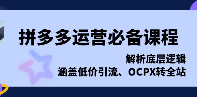 拼多多运营必备课程，解析底层逻辑，涵盖低价引流、OCPX转全站-紫橙资源网
