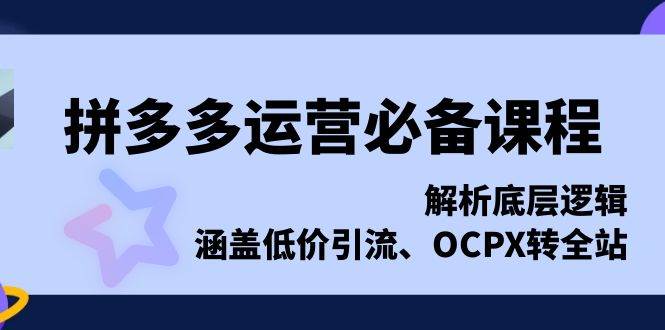 拼多多运营必备课程，解析底层逻辑，涵盖低价引流、OCPX转全站-紫橙资源网