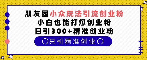 朋友圈小众玩法引流创业粉，小白也能打爆创业粉，日引300+精准创业粉-紫橙资源网