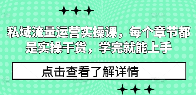 私域流量运营实操课，每个章节都是实操干货，学完就能上手-紫橙资源网
