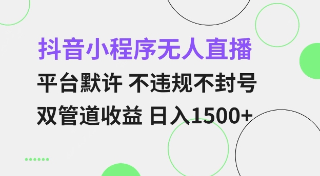 抖音小程序无人直播 平台默许 不违规不封号 双管道收益 日入多张 小白也能轻松操作-紫橙资源网