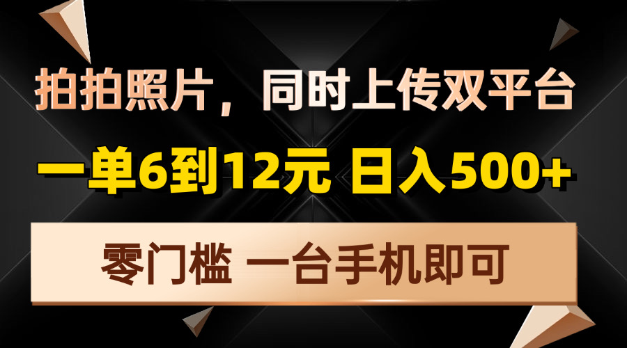 拍拍照片，同时上传双平台，一单6到12元，轻轻松松日入500+，零门槛，...-紫橙资源网