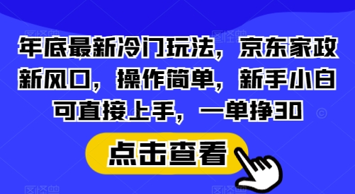 年底最新冷门玩法，京东家政新风口，操作简单，新手小白可直接上手，一单挣30-紫橙资源网