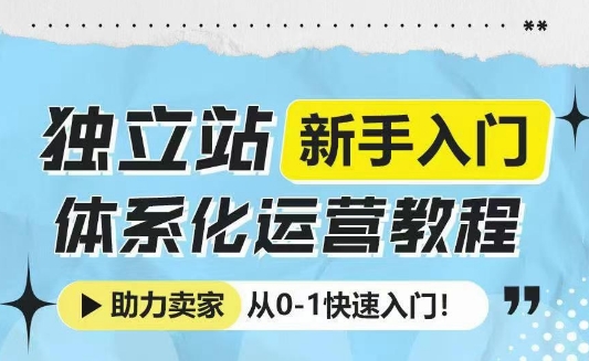 独立站新手入门体系化运营教程，助力独立站卖家从0-1快速入门!-紫橙资源网