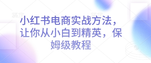 小红书电商实战方法，让你从小白到精英，保姆级教程-紫橙资源网