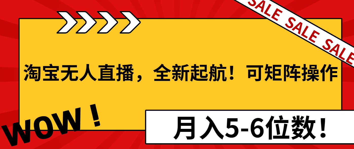 淘宝无人直播,全新起航!可矩阵操作,月入5-6位数!-紫橙资源网