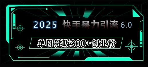 2025年快手6.0保姆级教程震撼来袭，单日狂吸300+精准创业粉-紫橙资源网