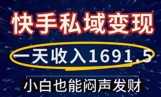 一天收入1691.5，快手私域变现，小白也能闷声发财-紫橙资源网
