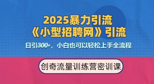 2025最新暴力引流方法，招聘平台一天引流300+，日变现多张，专业人士力荐-紫橙资源网